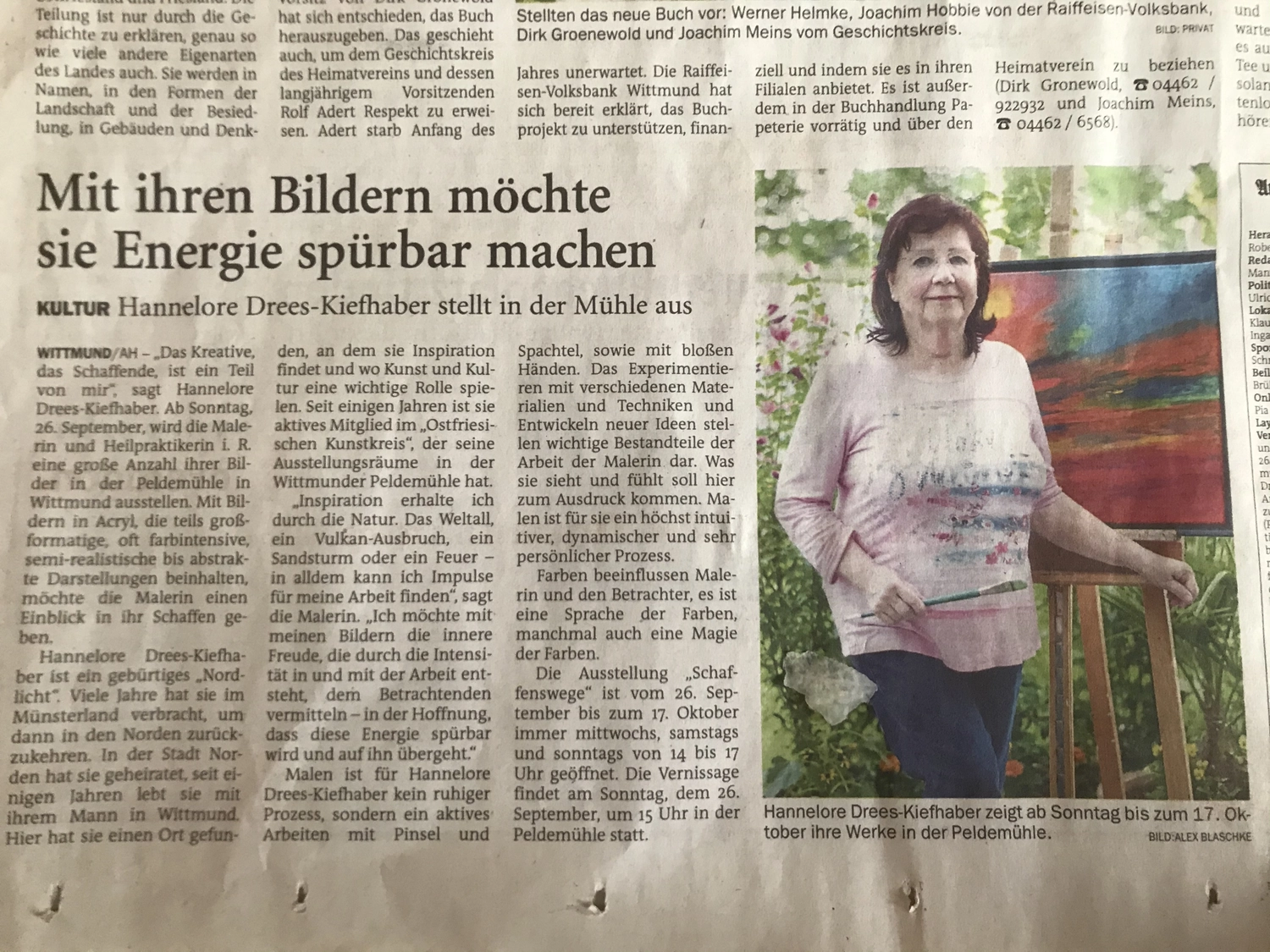Hannelore Drees-Kiefhaber - Acrylmalerei von der Nordseeküste -Nachrichtenartikel