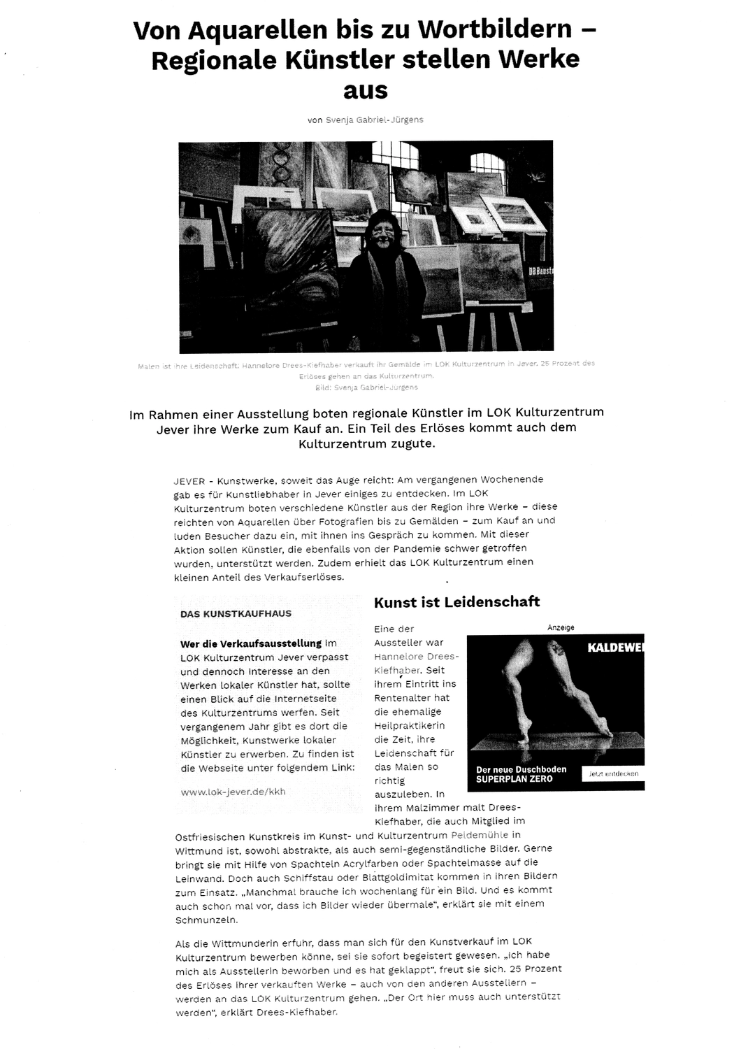 Hannelore Drees-Kiefhaber - Acrylmalerei von der Nordseeküste -Nachrichtenartikel