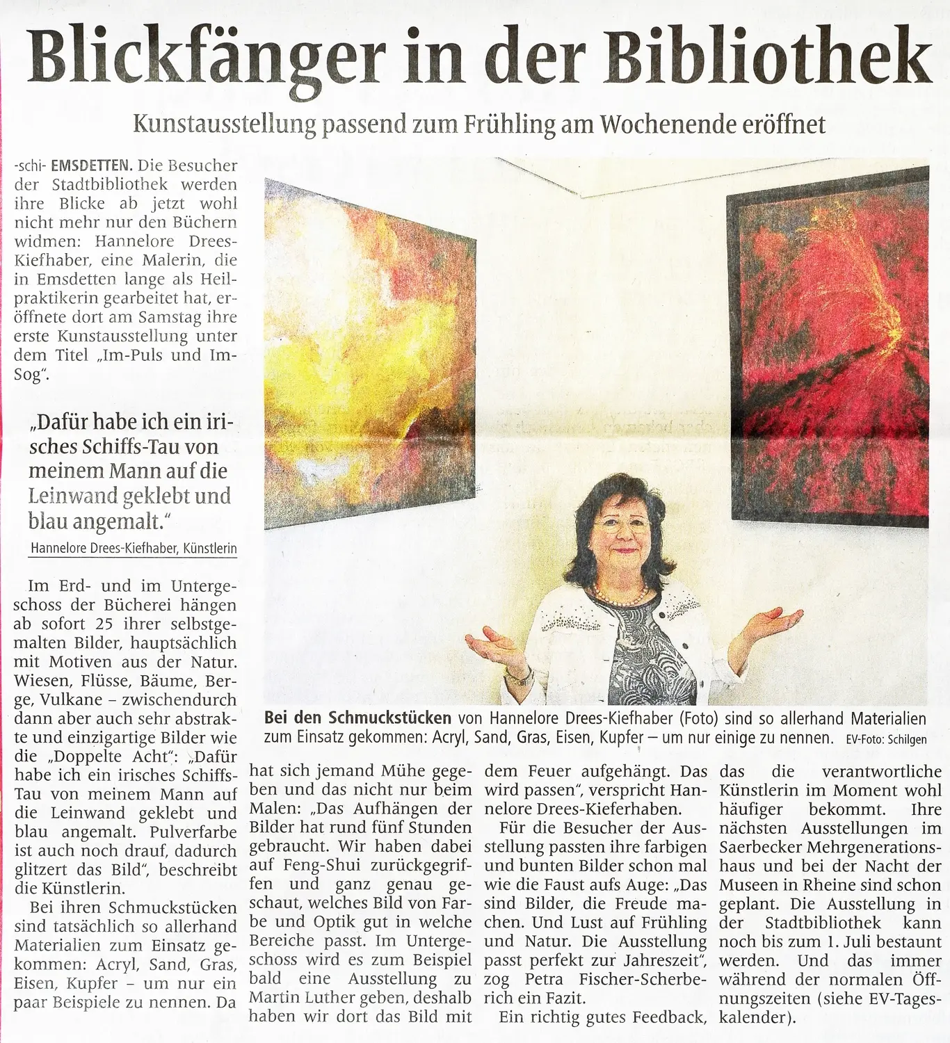 Hannelore Drees-Kiefhaber - Acrylmalerei von der Nordseeküste -Nachrichtenartikel