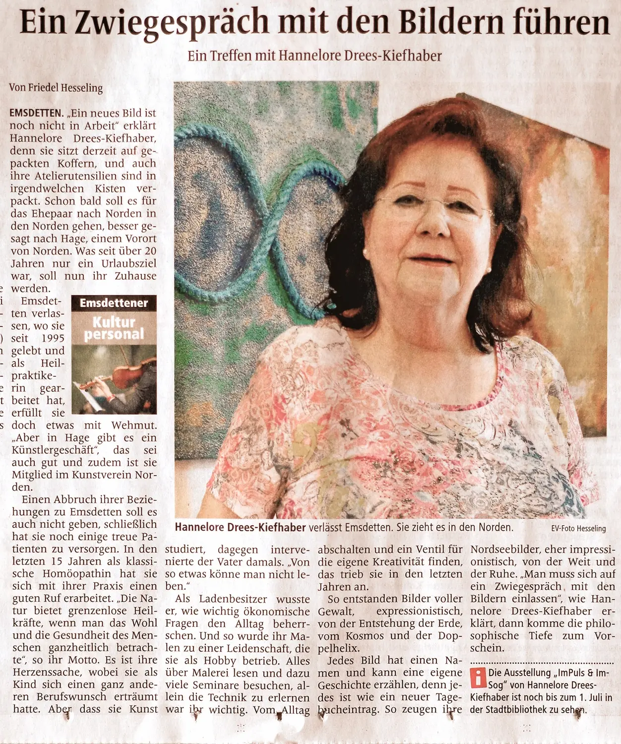 Hannelore Drees-Kiefhaber - Acrylmalerei von der Nordseeküste -Nachrichtenartikel